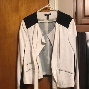 Inc, black and white fake leather jacket